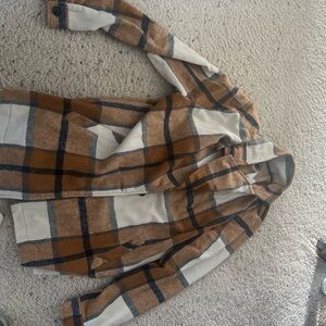 Cavalini Brown and Cream Plaid Jacket